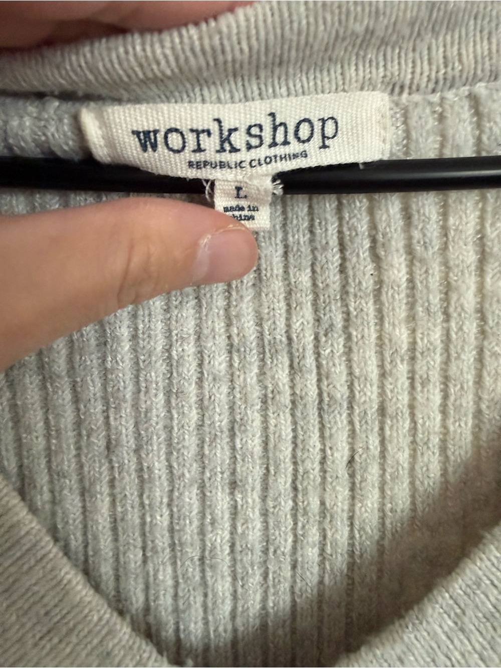 V-Neck Ribbed Sweater - Light Gray - Picture 2 of 2